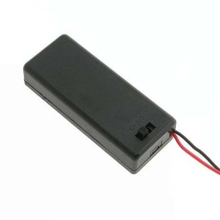 Koszyk baterii AAA x2 płaski z pokrywą, włącznikiem i przewodami