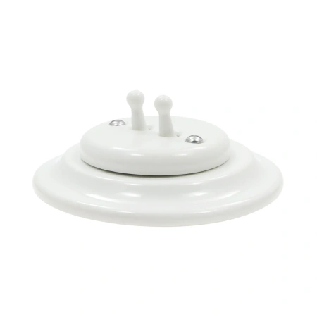 Włącznik żaluzjowy dźwigniowy ceramiczny, okrągły z ramką, podtynkowy biały Ceramic Loft