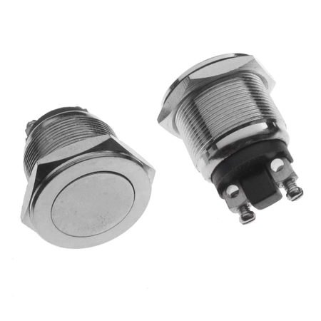 Przełącznik chwilowy OFF-(ON) reset metalowy PBS-28B płaski