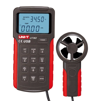Miernik wiatromierz 2-30m/s, temp od 0 do 40°C, USB, Uni-T UT-362