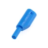 Wtyk bezpieczny 2mm z tuleją stałą i gniazdem 2mm, przykręcany, niebieski