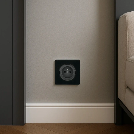 Gniazdo elektryczne z uziemieniem, montaż podtynkowy, kolor czarny OVAL Electromalt OVA1011B