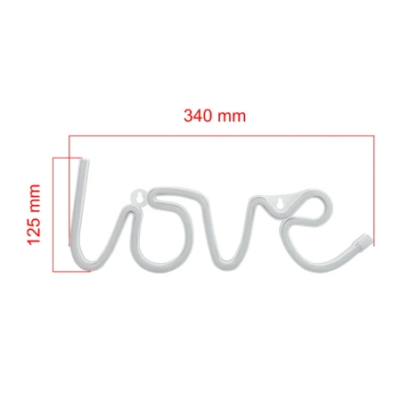 Neon LED "love", dekoracja LED 34x12,5cm zasilanie z baterii lub USB