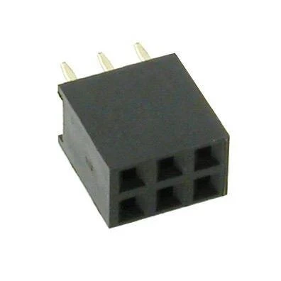 Gniazdo dwurzędowe 2x3pin, r2.54, proste