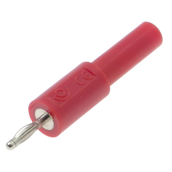 Adapter - gniazdo bezpieczne 2mm / wtyk 2mm czerwony