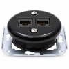 Gniazdo Ethernet Cat.5e x2 okrągłe czarne ceramiczne podtynkowe (moduł bez ramki) - Ceramic Loft