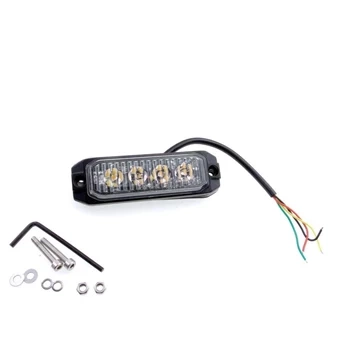 Lampa błyskowa LED do pojazdu, 12W, 4 LED, światło pomarańczowe, R65 R10, 12V/24V, L1892