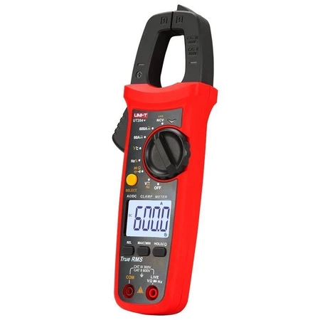 Miernik cęgowy Uni-T UT-204+, 600 A AC/DC, szczęki 28 mm, True RMS, NCV, temperatura