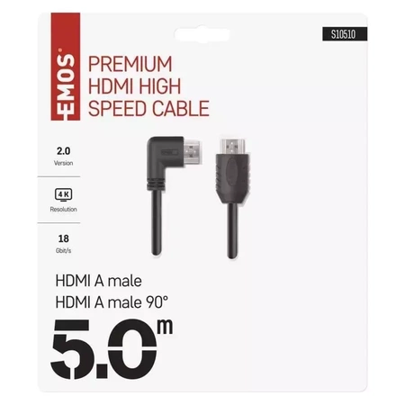 Przewód HDMI - HDMI kątowy v2.0 5m EMOS