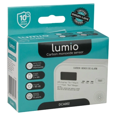 Czujnik czadu z LCD, autonomiczny, bateryjny LUMIO DCA002