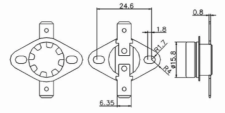 Termostat bimetaliczny 250VAC 10A 110stC poziomy