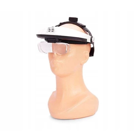 Lupa nagłowna LED MG81001-H, 2LED, 5 wymiennych szkieł, 2 paski regulacyjne