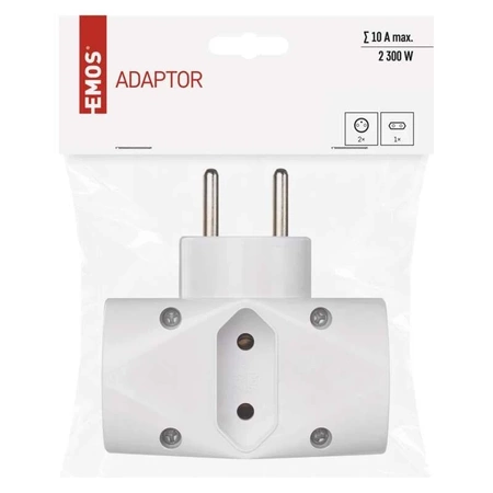 Rozgałęźnik sieciowy 230V, 3 gniazda, 10A, EMOS P0023