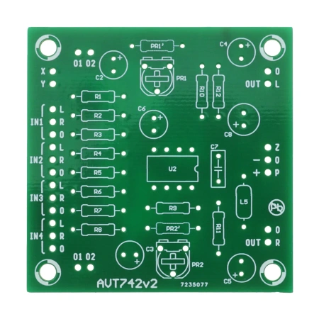 Niskoszumny mikser audio stereo 4-kanałowy TL072 - PCB do projektu AVT 742