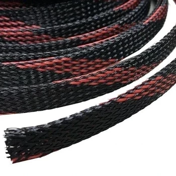 Oplot poliestrowy 4/8 mm, czarno-czerwony, typ 1, 1mb