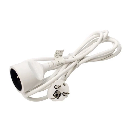 Przedłużacz 1.5m, 1 gniazdo, biały, 10A, 3G1