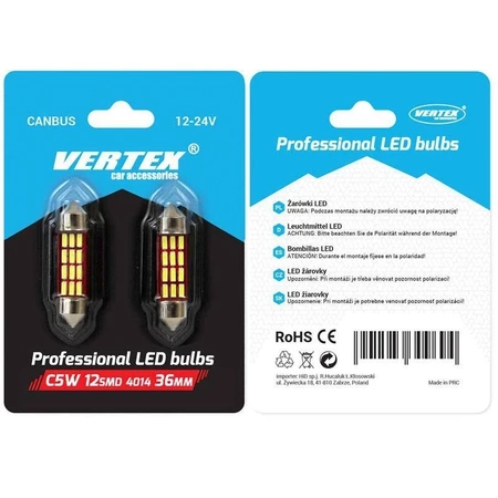 Żarówka samochodowa LED 12V/24V Festoon 36mm, CANBUS, 2szt