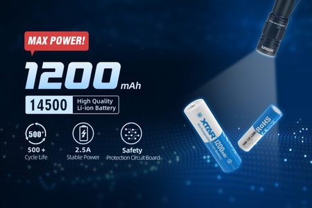 Akumulator Li-Ion 14500/AA/R6 3.7V 1200mAh z zabezpieczeniem, Xtar