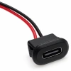 Gniazdo USB-C panelowe na zatrzask, zasilanie 5 V, 2 przewody 10 cm z wtykiem JST PH 2,0 mm, czarne