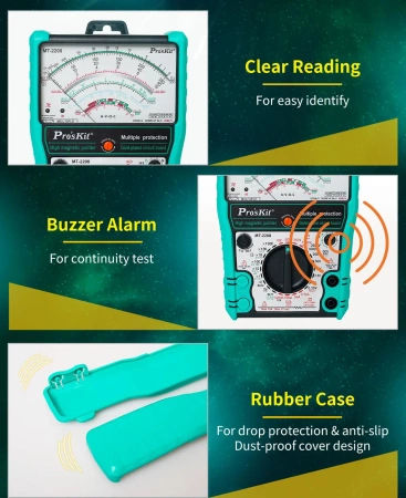 Miernik analogowy uniwersalny, pomiar napięcia do 2500V, MT-2208 Proskit