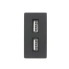Moduł 1/2 - ładowarka USB 2.4A, 2x USB - czarny - kompatybilny z ramkami Tawoia Glass