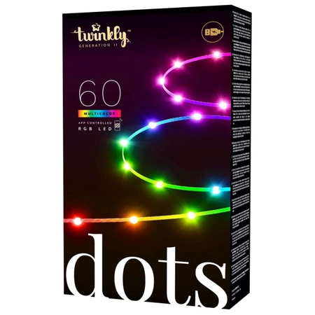 Twinkly Dots 60, dekoracyjne oświetlenie LED RGB 3m, czarny przewód, zasilanie USB