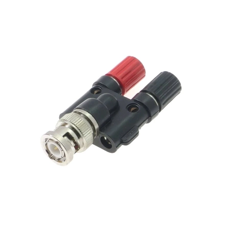 Adapter - wtyk BNC 50 / 2x gniazdo laboratoryjne 4mm