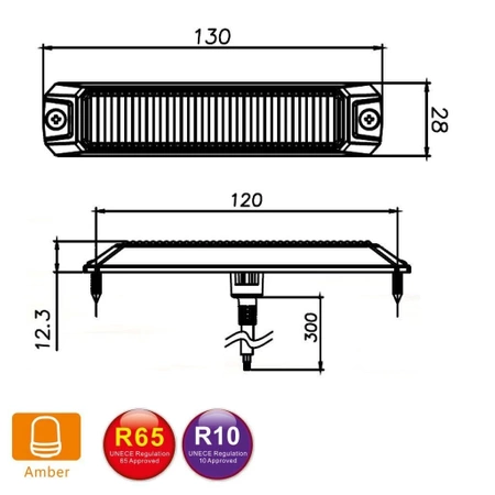 Lampa błyskowa LED do pojazdu, 7W, 6 LED, światło pomarańczowe, śruby, R65 R10, 12V/24V, LW0042