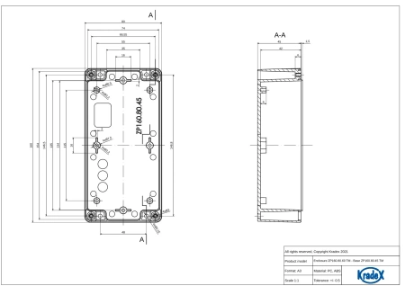 Obudowa hermetyczna ZP160.80.60JH jasnoszara ABS