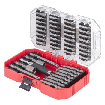 Zestaw 45 bitów i nasadek do wkrętarki 1/4" HEX, stal S2, PH, PZ, Torx, imbus, płaskie, w etui - AMiO 04932