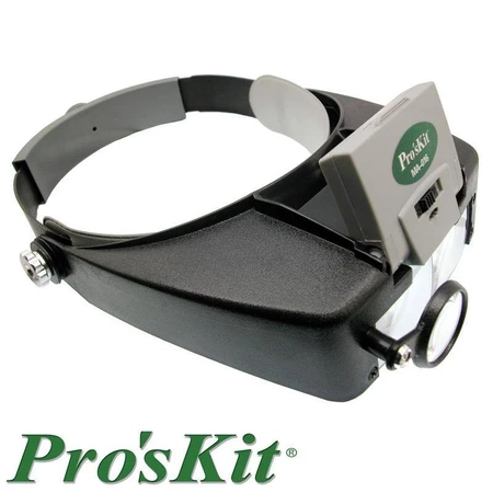 Lupa nagłowna x1.8, x2.6, x5.8 z podświetleniem, MA-016 Proskit