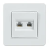 Gniazdo komputerowo-telefoniczne RJ45 i RJ11, kwadratowe, białe, podtynkowe, moduł bez ramki, QUAD