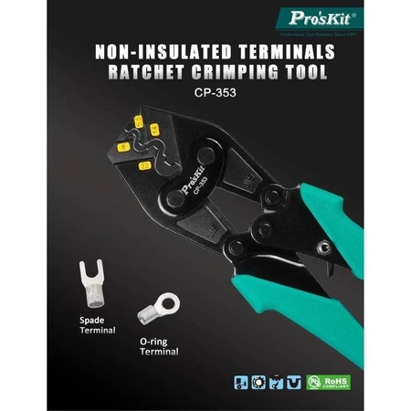 Zaciskarka konektorów nieizolowanych 4-6/10/16/25mm2, 332mm, Proskit CP-353