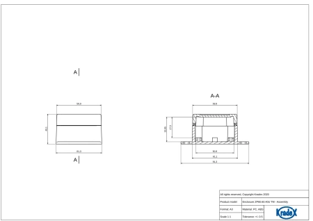Obudowa hermetyczna z uchem ZP60.60.40 jasnoszara ABS