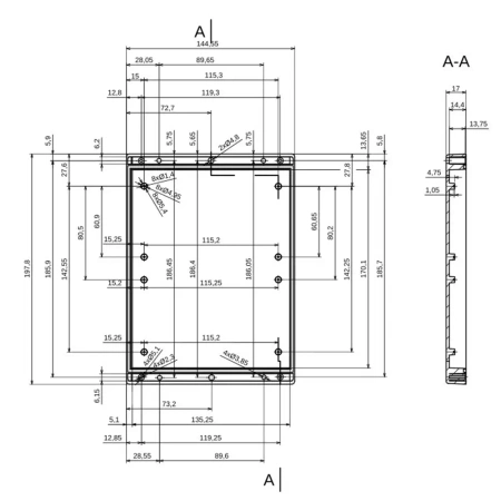 Obudowa hermetyczna z uszczelką do elektroniki 144,7 × 198,1 × 72,3 mm ABS czarny KRADEX Z46AH ABS