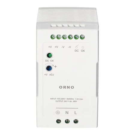 Zasilacz na szynę DIN przemysłowy 24VDC 4A 96W, ORNO PSU-1664