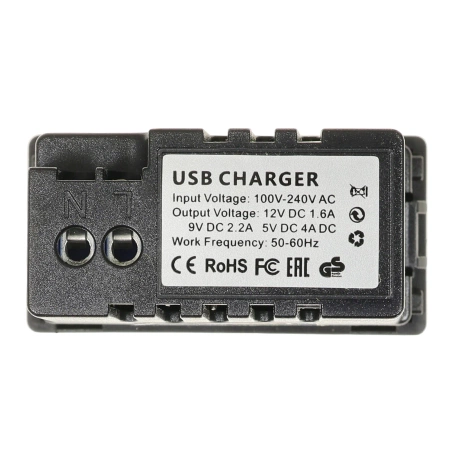 Moduł 1/2 - ładowarka USB 20W super fast USB A+C - czarny - kompatybilny z ramkami Tawoia Glass