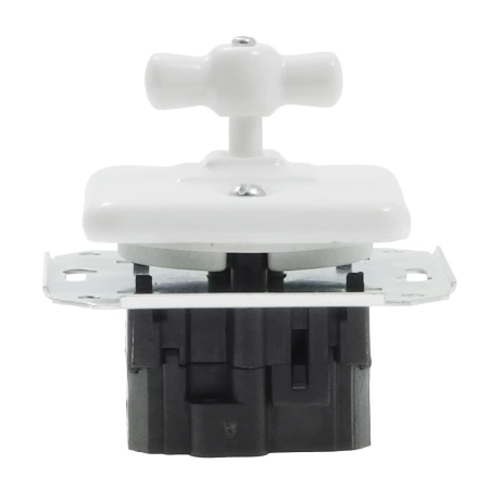 Włącznik światła podwójny obrotowy ceramiczny, kwadratowy podtynkowy biały Ceramic Loft