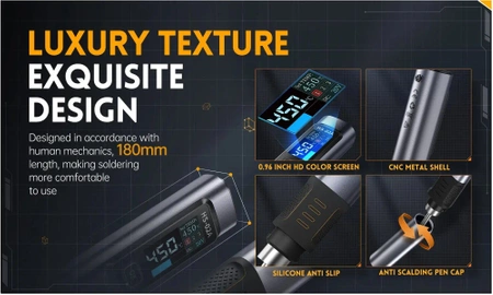 Zestaw lutowniczy FNIRSI HS02A + 6 grotów + zasilacz + akcesoria