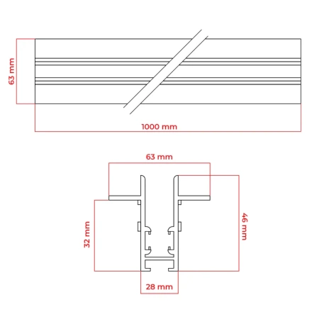 Szyna magnetyczna 1-faza podtynkowa 1m biała M-LINE