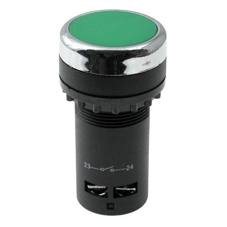 Przycisk PBS-30Bg monostabilny 1A 250V okrągły przełączny NO/NC zielony