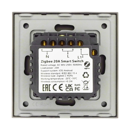 Włącznik pojedynczy Smart 4600W ZigBee - dotykowy szklany panel czarny - podtynkowy - TAWOIA Smart Home