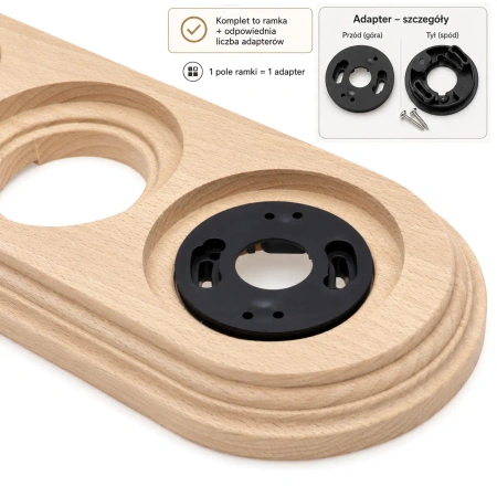 Ramka drewniana naturalna 4-modułowa do gniazd i włączników natynkowych Ceramic Classic Loft