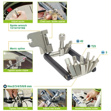 Multiklucz rowerowy 16 narzedzi, imbusy 2-8 mm, Torx T25H, ProsKit HW-322M