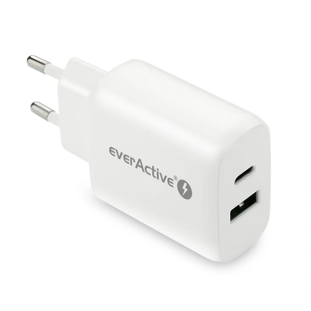 Ładowarka USB, ładowarka sieciowa, szybkie ładowanie QC3.0 + USB-C PD PPS 25W, everActive SC-370Q