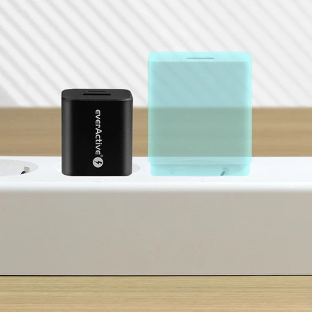 Ładowarka USB, ładowarka sieciowa, szybkie ładowanie QC3.0 + USB-C PD PPS 30W, everActive GaN SC-390QB