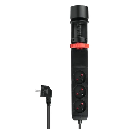 Listwa zasilająca 3 gniazda + 3× USB, przewód 1,5 m, 16 A, 3G1,5, podblatowa, z uziemieniem, czarna, DPM