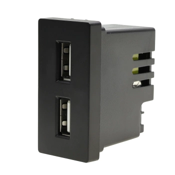 Moduł 1/2 - ładowarka USB 2.4A, 2x USB - czarny - kompatybilny z ramkami Tawoia Glass
