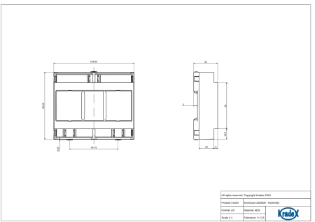 Obudowa modułowa na szynę DIN ABS V0 90 mm × 107 mm × 33,3 mm KRADEX ZD3006J ABS V0