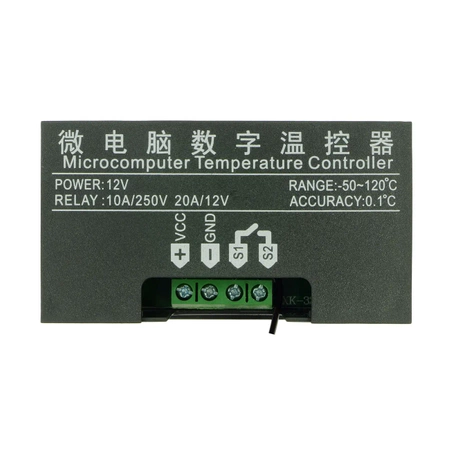 Regulator temperatury W3230, zakres -50 do 120°C, zasilanie 12 V, moduł z sondą